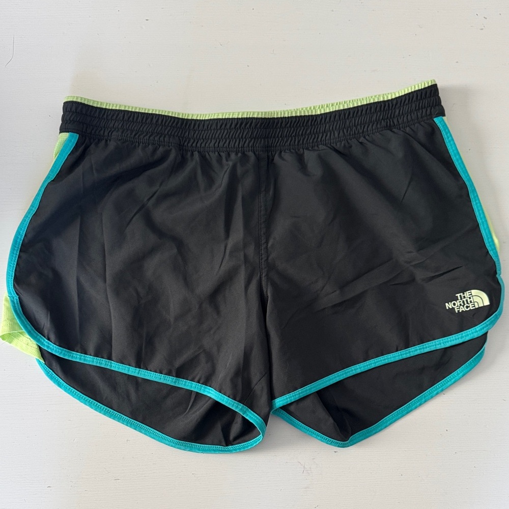 The North Face Black Shorts with Green and Blue Trim
